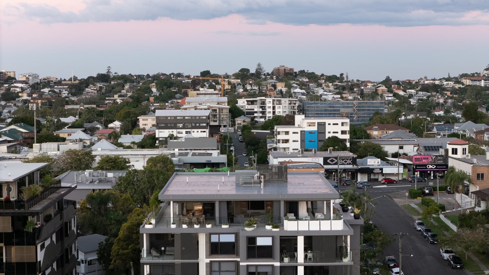 The penthouse at dusk